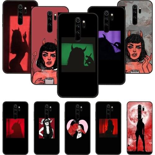 Phone Case For Xiaomi Redmi Note 8 8T 7 7A 9 9S 8A 4 5 Pro Black Cover Hoesjes 3D Etui Soft Back Tpu Sexy Devil Woman