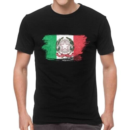 Italian Coat Of Arms T Shirt Men Short Sleeve Cotton T-shirt Italy Flag Grunge Brick Stone Tee Tops Harajuku Tshirts Gift Idea