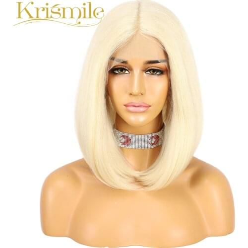 Krismile Lace Wigs Futura Fiber Synthetic Short Bob Wig Middle Part 613# Wig for Women Party Daily Wear High Temperature Gift