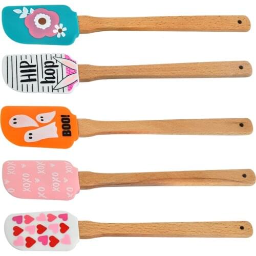 Kitchen Food Grade Colorful Baking Ice Cream Scoop Silicone Spoon Cake Scraper Non Stick Butter Spatula Bakeware Tools