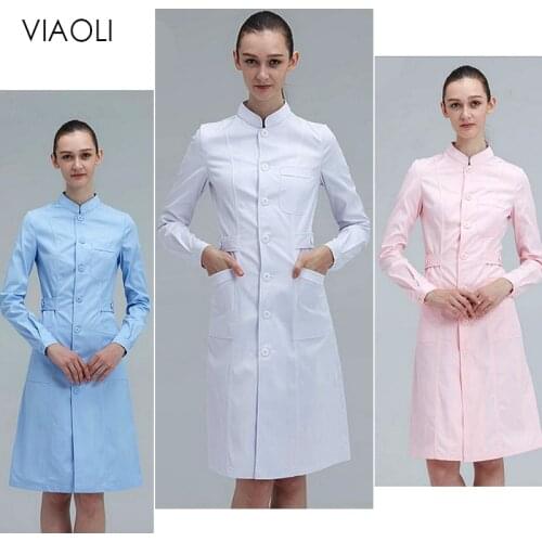 Beautician Lab Coat Mid Length Scrub Jackets Clothing women scrubs salon uniform white coat scrubs spa uniforms long-sleeve work