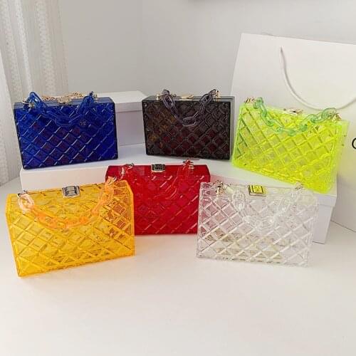 Summer PVC Transparent Box Handbags Fashion Candy colors Shoulder Crossbody bags Women Beach Bag sac purses clear bags for women