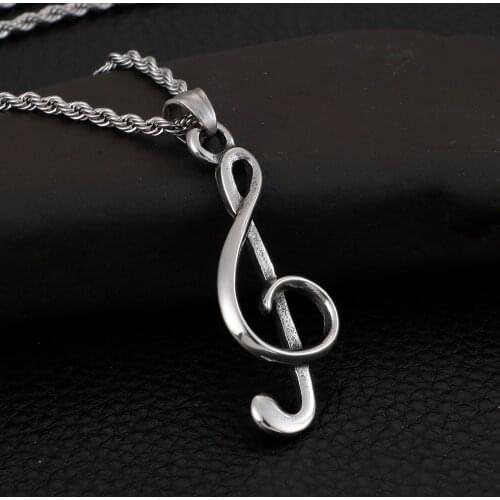 Musical Note Stainless Steel Metal Pendant Necklace For Men Fashion Personality Music Enthusiast Necklace For Male Jewelry