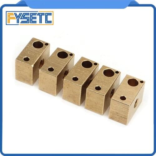 5pcs Copper Brass Heated Block For E3D Copper Hotend 3D Printer High Temperature Hardened Steel V6 Nozzles Titan Extruder