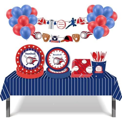 New Baseball Theme Party Disposable Tableware paper plates cups flag kids Birthday Club Celebrations Baby Shower Decor Supplies