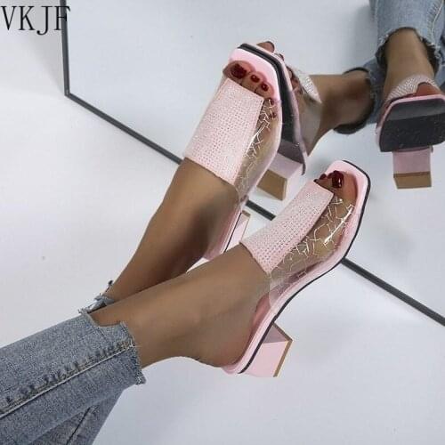 2021 Summer New Women Flip-flops Fashion Rhinestone Sandal Fashion Wind Transparent High-end Women Outdoor Flip-flops