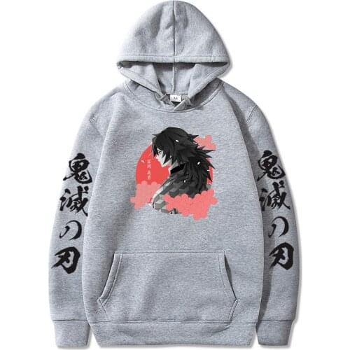 New Arrival Japanese Anime Demon Slayer Kimetsu no Yaiba Tomioka Giyuu Harajuku Hoodies Pullover Dropship Sweatshirt