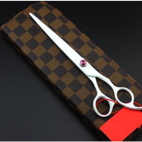New professional 8 inch japan 440c white pet shears dog grooming cut hair scissors cutting berber hairdressing scissors with bag