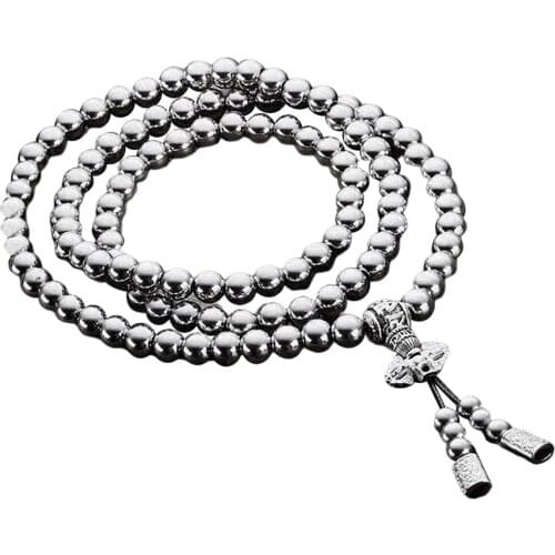 Stainless Steel Buddha Beads Necklace Self Defense Chain Accessory Durable