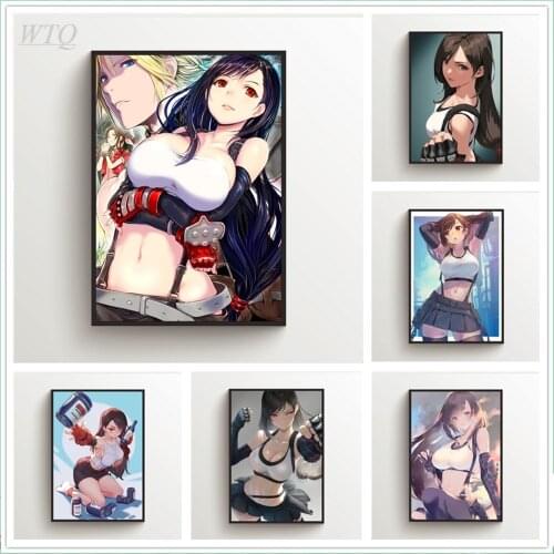 Anime Posters Final Fantasy VII FF7 Tifa Lockhart Wall Poster Canvas Painting Wall Art Photos for Childrens Room Decor