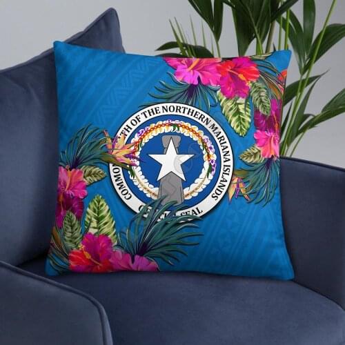 Northern Mariana Islands Polynesian Pillow Hibiscus Surround Pillowcases Throw Pillow Cover Home Decoration