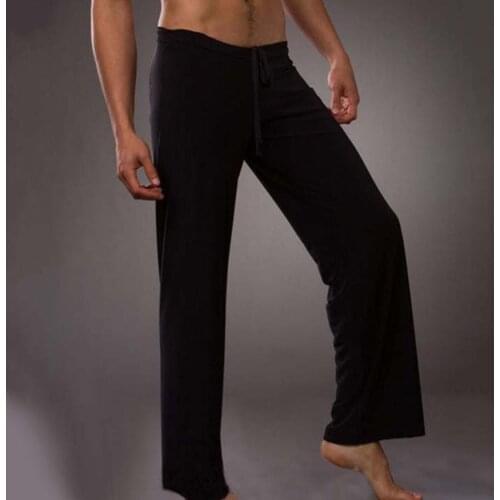 Casual Men Solid Color Drawstring Homewear Yoga Pants Loose Pajama Trousers