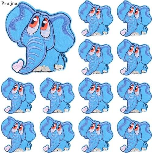 Prajna 10 PCS Cartoon Elephant Applique Patches On Clothes Iron On Cute Cartoon Animal Embroidered Patches For Clothing Stickers