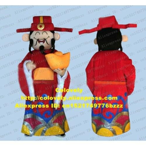 Festive God of Wealth God of Fortune God of Prosperity Mammon Mascot Costume With Red Arm Chair Big Gold Ingot No.5167 FS