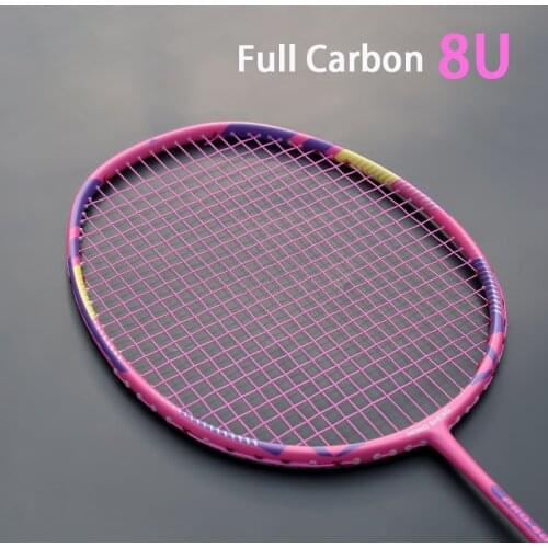 Ultra Light 8U Carbon Fiber Strung Badminton Rackets Professional Offensive Type Racket With Strings Bag 22-30LBS Racquet Speed