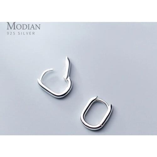 Modian Simple Oval Sparkling Hoop Earrings 100% 925 Sterling Silver Fashion Charm Hoops Ear For Women Christmas Gift Jewelry