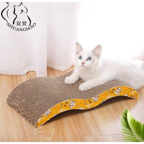 SHUANGMAO Deluxe 3 Shape Pet Cat Toys Scratch Board Sofa Design Organic Catnip Kitten Corrugated Paper Pad Cats Nail Scraper Mat