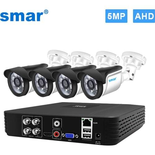 Smar Security Camera System 4CH 5M-N HD DVR Kit CCTV 5MP AHD Camera Kit Outdoor Home Security System Video Surveillance Set