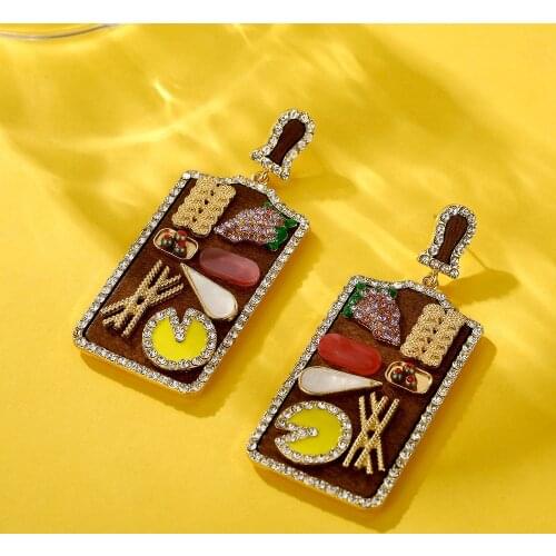 Lost Lady Stylish Large Statement Earrings for Women Zircon Enamel Dangle Earrings Wholesale Jewelry Dropshipping Female Bijoux