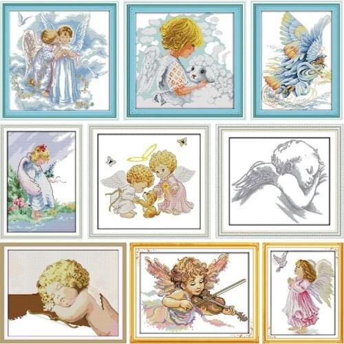 Embroidery Needlework Stamped Cross Stitch Kits Whisper of Angels Patterns 11CT 14CT Counted Printed Crafts Decoration Gift Sets