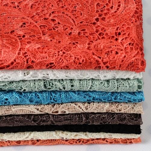High-end Black Milk Silk Embroidery Lace Fabric for Dress Shirts, White, Beige, Pink, Red, Blue, Green, Burgundy, by the Meter