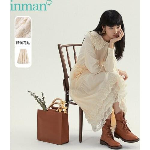 INMAN Summer Autumn Womens Skirt Layered Sweet Feminine Mesh Lace Stitching Elastic Waist Cotton Bottoms