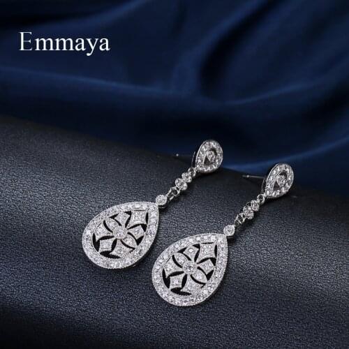 Emmaya Brand Romantic White Gold Color AAA Cubic Zircon Elegance Round Jewelry Earrings For Woman Popular Wedding Party Gift
