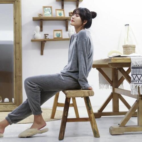 Women sleep tops coral velvet Casual soft Hoodies winter warm homewear O-Neck tops full sleeves Loose Plus size