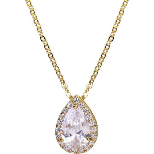 Bettyue Brand Fashion Charm Cubic Zircon Water Drop Shape Three Colors Jewelry Necklace For Women Personality Party Wedding Gift