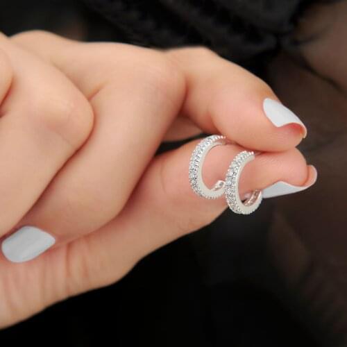 12 mm Single Row Zircon Stone Earrings 925 Sterling Silver 1-2 Grams Rhodium, Golden, Rose Gold Plated Gift Box