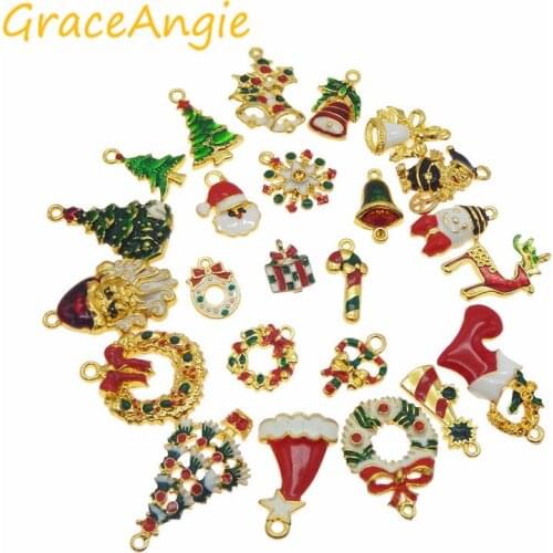 15pcs Hot Wholesale Christmas Hanging Art Mix Colorful Jewelry Making Charms Handmade Crafts Accessory Christmas Deco Gifts