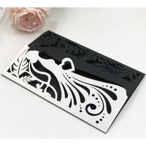 1X Invitation Card Mr Mrs Laser Cut Black white Navy blue Couple Bride Groom Wedding Invitations Cards Invite Bridal shower