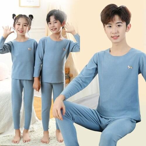 2PC/Sets Parent Child Sleepwear Baby Boys Pajamas Toddler Girls Thick Thermal Underwear Autumn Winter Family Matching Homewear