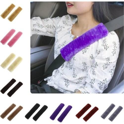 2 peice/set Soft Plush Seat Belt Cover Shoulder Pad Shoulder Strap Case Comfortable Driving Car Seatbelt