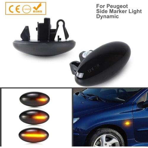 2Pcs LED Dynamic Side Marker Lamp Turn Signal Light For Peugeot 107 1007 108 206 301 307 407 4007 607 Expert Partner Traveller