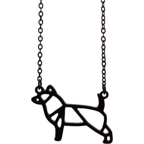 4 Colors Origami Chihuahua Necklace Geometric Jewellery Chihuahua Pendant Necklace Women Pet Dog Jewellery