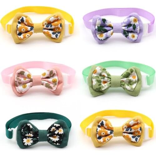 50/100 Pcs puppy accessories Floral Design Small Dogs Pet Bow Ties Necktie Pet Grooming Supplies Cute Cat Puppy Bowties