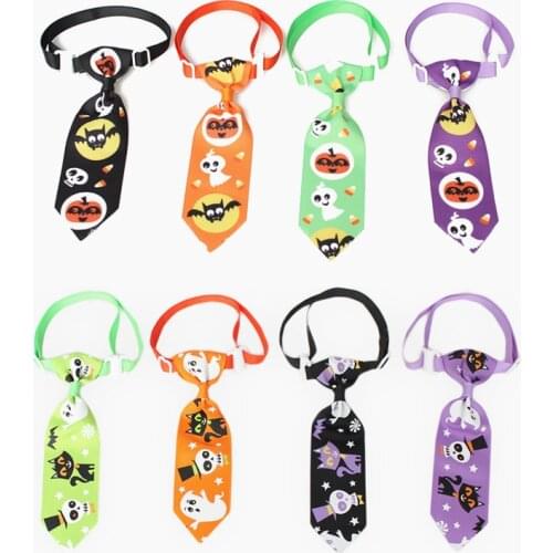50PC/Lot Handmade Dog Neckties Halloween Dog Ties Ghost Bowties For Pet Dog Accessories