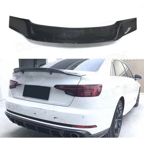R style Carbon Fiber Car Rear Trunk Spoiler Wings for Audi A4 S4 Sedan 4 Door 2013-2018