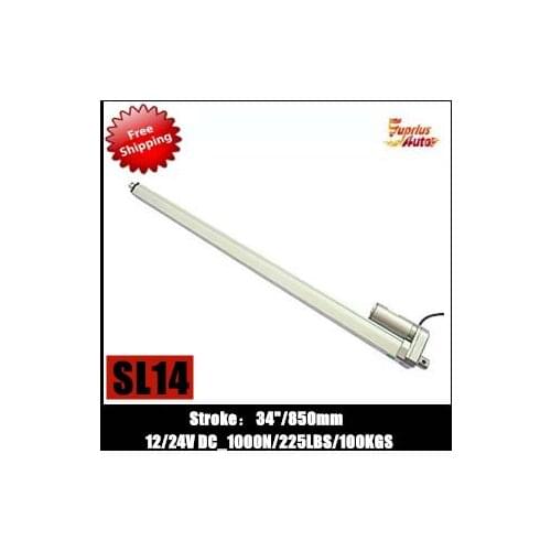 Free shipping to 34inch/850mm stroke electric linear actuator with 1000N/ 225LBS force 12v/24v linear actuator motor