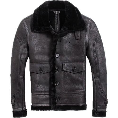 Free shipping,winter Sheep fur coat,thick wool 100% Shearling,mans warm leather jacket,mens sheepskin coat.plus size jackets