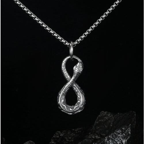 Personality Infinity Snake Necklace Gothic Punk Style Python Snake Chain Men Women Biker Stainless Steel Jewelry Hip Hop Chain