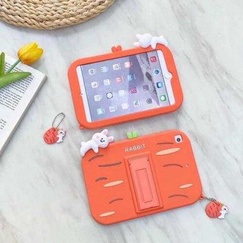 Lovely rabbit and radish Kids Cover for IPad 9.7 2017 2018 Mini Case for IPad 10.2 Pro 9.7 Tablet Silicon Stand Case for Air 1 2