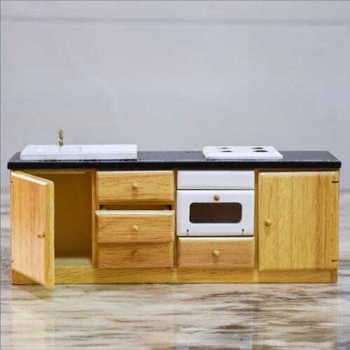 G05-X5099 children baby gift Toy 1:12 Dollhouse mini Furniture Miniature wooden Kitchen stove sink 1PCS