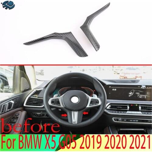 For BMW X5 G05 2019 2020 Carbon Fiber Style Steering Wheel Panel Cover Bezel Trim Insert Badge Molding Garnish