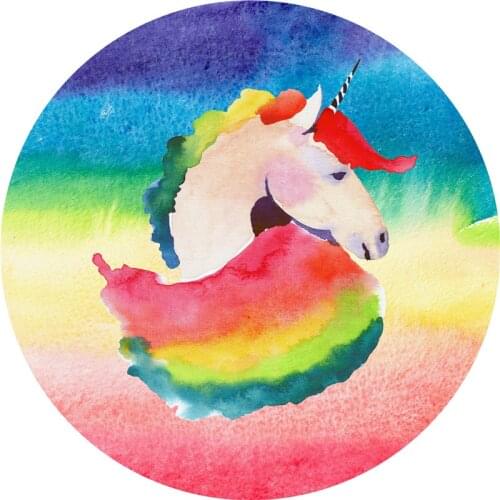 Home Decor Round Carpet Unicorn 3D Printing Kids Room Play Area Rugs Antiskid Baby Game Floor Carpets Child Tatami Mats Crawling