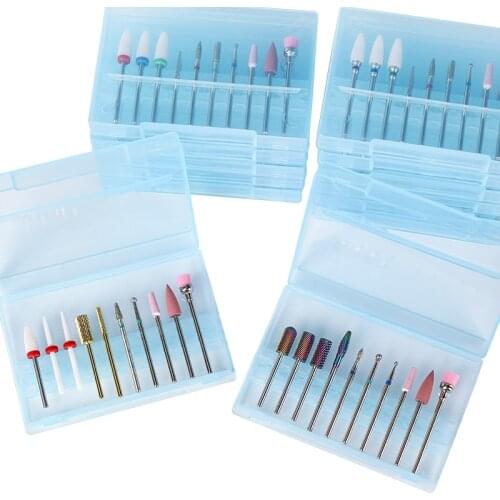 Milling Cutter Nail Drill Bits 10pcs/set Manicure Drill Bits Electric Drill Manicure Machine Bits Sanding Cutters Gel Clean