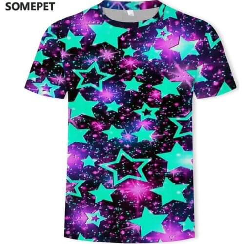 3d Star T shirt Men Women Colorful Light Point Print T shirt Fashion Streetwear Summer Hip Hop Tops Tee 3d Psychedelic Tshirt