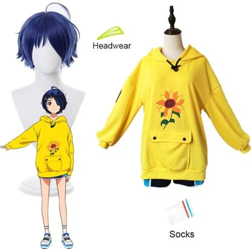 6PCS 2021 new Ohto Ai Cosplay Hoodie Wonder Egg Priority Costumes Ohto Ai Wigs Man Woman Hooded Sweater and Shorts Anime Costume