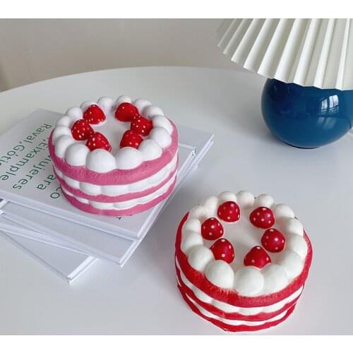 Simulation Strawberry Birthday Cake Squishy PU Slow Rising Fun Squeeze Healing Toy Relieve Stress Toys